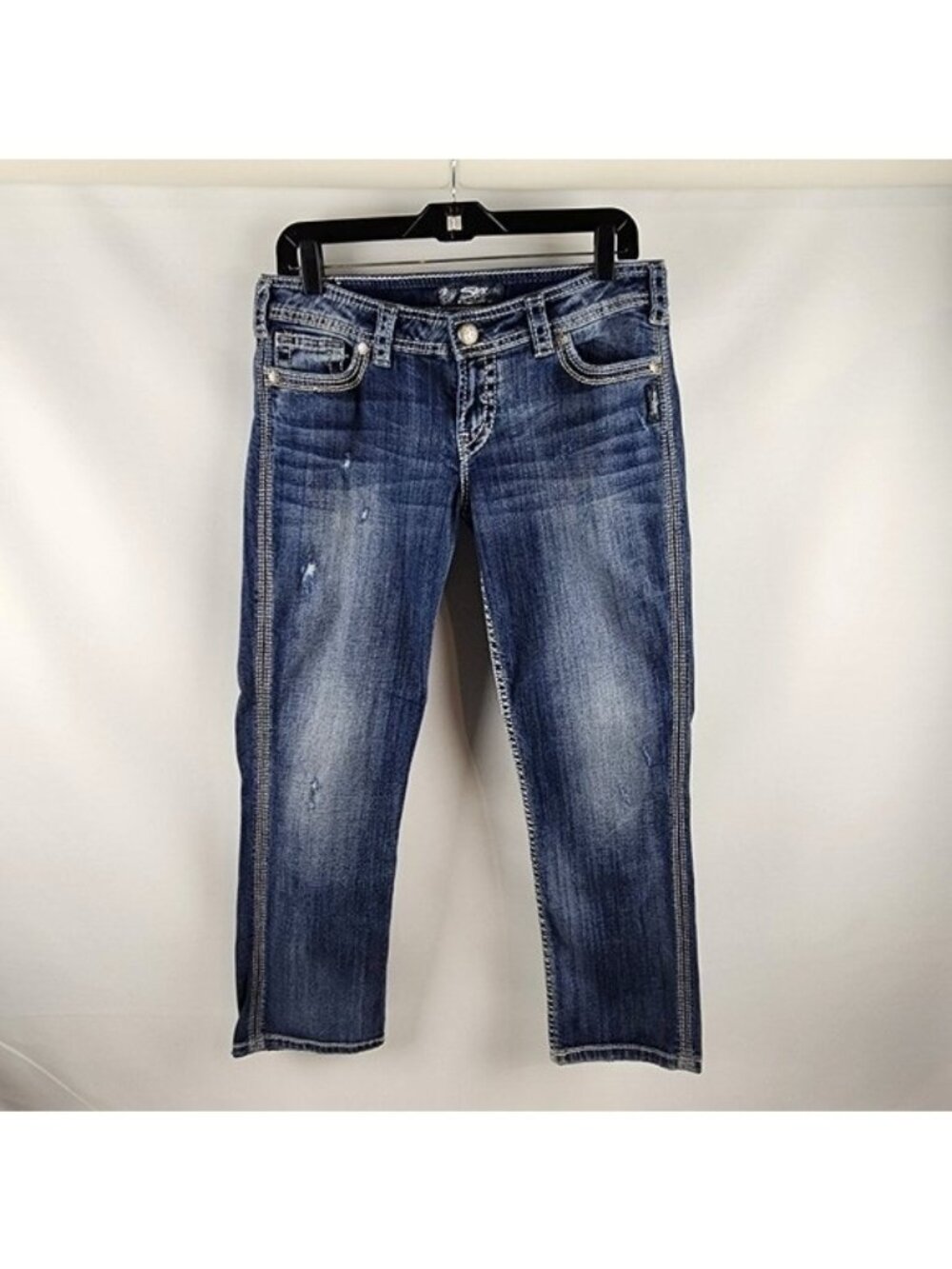 Silver Jeans Womens Twisted Capri Blue Jeans Size 29 (29x25)